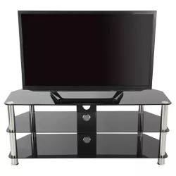 Black Glass TV Stand Cabinet Table for 32 37 40 42 LCD LED Plasma TV 100 cm Wide 