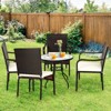 Tangkula 4 PCS Stackable Rattan Chairs Outdoor Dining Chairs w/Cushion for Porch Yard Garden - image 3 of 4