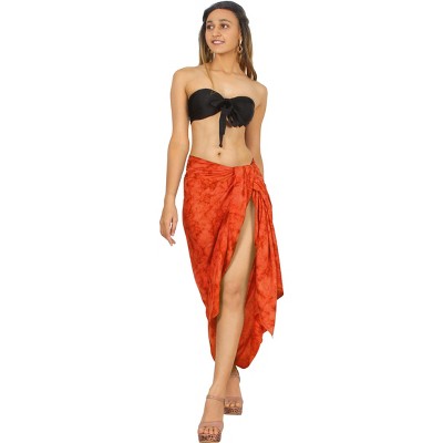 LA LEELA Women's Bikini Beach Wrap Swimwear Cover up Skirt Bathing suit Summer Wraps Sarong Swimsuits for Women One Size Red, Tie Dye Design