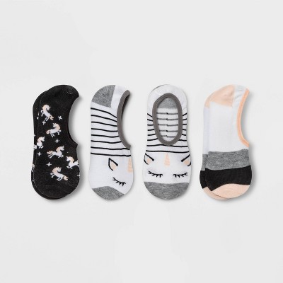 Women's Unicorn 3pk Liner Socks - Xhilaration™ White/Peach/Black 4-10