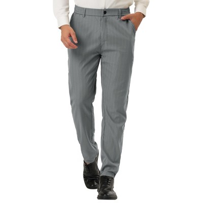 Lars Amadeus Men's Vertical Striped Dress Pants Straight Fit Formal Business Trousers
