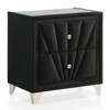 Vynxaria Fully Upholstered 2-Drawer Nightstand - Art Deco Design, Crystal-Like Knobs, Glass Top, Chrome Legs - 3 of 4