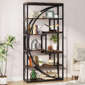 ORRD Industrial Etagere Bookshelf, 70.47" Tall 5-Tier Vintage Gray Open Shelf with 8 Storage Tiers & Metal Frame for Living Room & Bedroom - 1 of 4