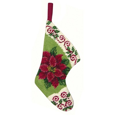 C&F Home Poinsettia Petit Point Mini Stocking