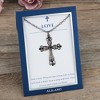 Anna-Kaci Gunmetal Crystal Cross Necklace with Message Card & Envelope Jewelry Gift - 3 of 4