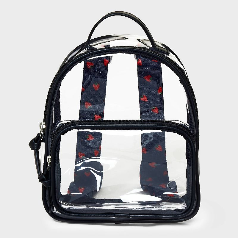 Girls&#39; 8.5&#39; Mini Backpack with Strawberry Straps - art class&#8482; Black/Clear, 1 of 6