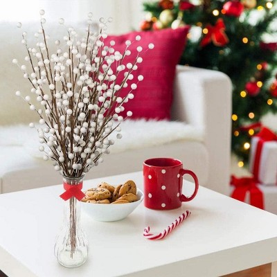 Floral Home 17" White Berry Spray with 35 Lifelike Berries - Christmas Décor - 12-Piece