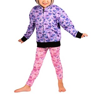 The Pink Picket Fence Suzie Dino Hoodie and Leggings Set – Pink Hoodie with Purple Leggings - 1 of 4