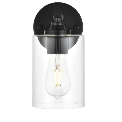 Elegant Lighting Mayson 1 light Black and Clear Bath Sconce