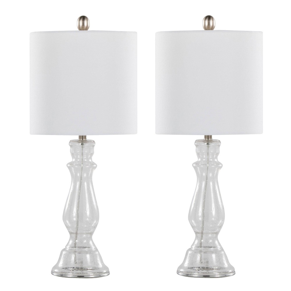 Photos - Floodlight / Street Light LumiSource  Bishop 24" Contemporary Glass Table Lamps Clear Seed(Set of 2)