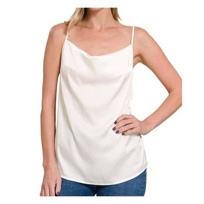 Women's Satin Charmuese Cowl Neck Cami - ZENANA