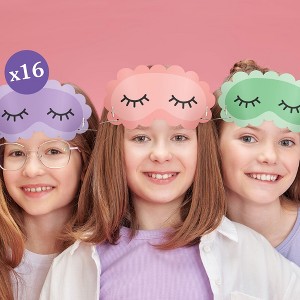 Big Dot of Happiness Paper Sleep Eye Masks, Pajama Slumber Party Headbands for Girls Sleepover Birthday, DIY Spa Day Party Hat Favors, 16 Count - 1 of 4