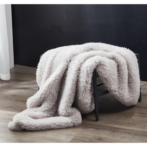 Lily Ny Luxury Plush Shaggy Fuzzy Fluffy Faux Fur Throw Blanket-50x60-grey  : Target