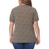 Agnes Orinda Women's Plus Size Pleated Front V Neck Short Sleeve Retro Floral Blouses - 4 of 4