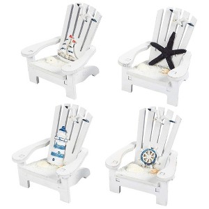 Juvale Set of 4 Mini Beach Chair for Bathroom, Nautical Home Decor, Ocean Decorations (4 in) - 1 of 4
