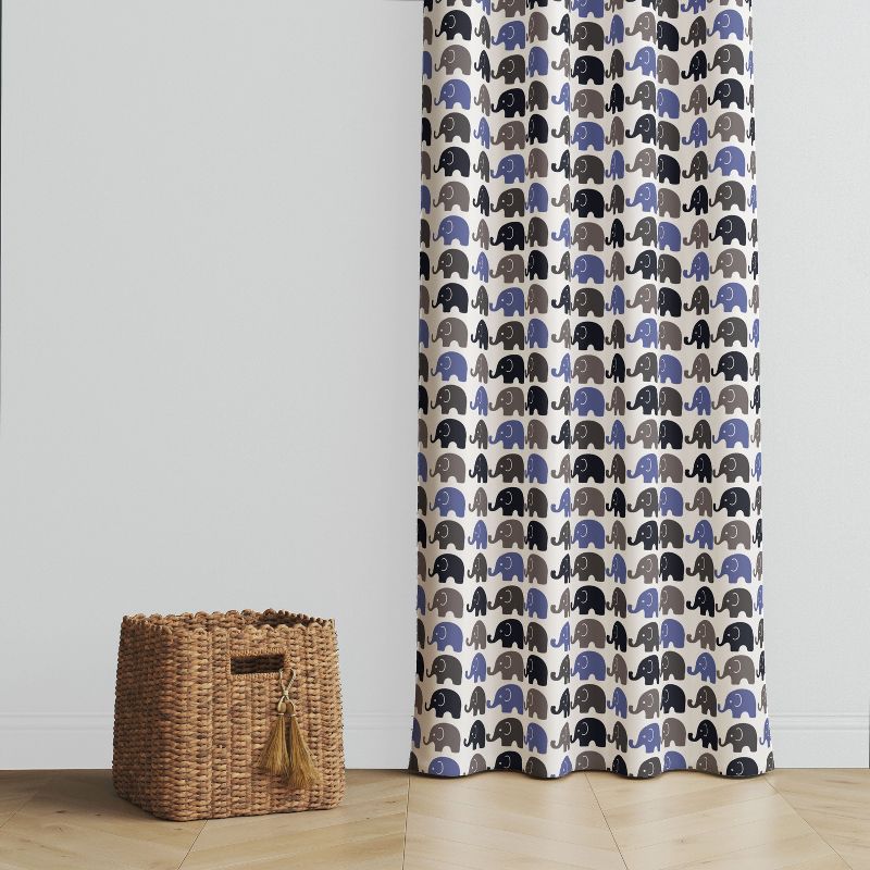 Bacati - Elephants Blue/Grey Curtain Panel, 3 of 7