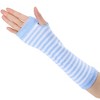 Allegra K Women's Stripe Print Knitted Fingerless Elbow Length Gloves Warmers One Size 1 Pair - 2 of 4