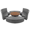 Maisie 5-piece PE Wicker Round Patio Sectional Sofa, Outdoor Daybed with Round Liftable Table and Washable Cushions - Maison Boucle - 3 of 4