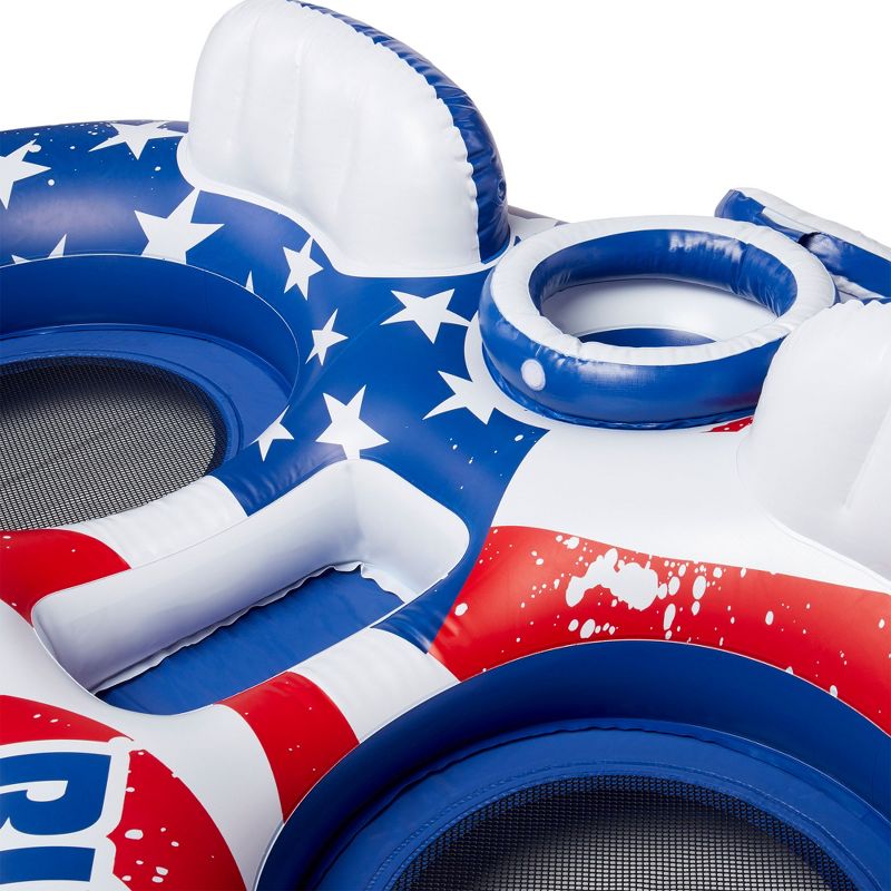 Intex 56855VM River Run Inflatable American Flag 2 Person Water Lounge Pool Tube Float with Built In Cooler, Cup Holders, and Patch Repair Kit, 6 of 8
