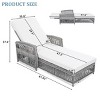 Outdoor Garden Long Reclining Chaise,Patio Adjustable PE Rattan Wicker Poolside Lounge,Armrest Chaise Lounge with Cushion-Coolbibila - 3 of 4