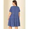 Agnes Orinda Women's Plus Size Tiered V Neck Short Sleeve Summer Casual Buttons Dresses - 4 of 4