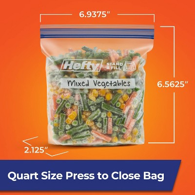 Hefty Quart Freezer Press to Close Food Storage Bags - 38ct