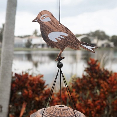 32" Rustic Brown Iron Songbird Wind Chimes