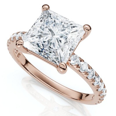 Pompeii3 Certified 2 1/3Ct Princess Cut Diamond Engagement Ring 14k Gold or Pt Lab Created