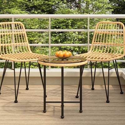 vidaXL Dining Table 19.7 in.Tempered Glass and Steel