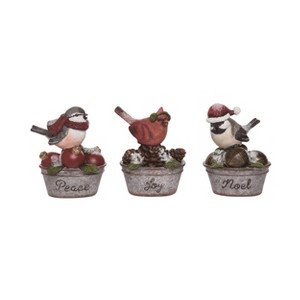 Transpac Resin Christmas Bird Figurine Set of 3 Christmas Home Decorations - 1 of 1