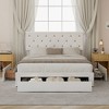 VECELO Queen/Full/Twin Upholstered Platform Bed Frame with Button Tufted Adjustable Headboard - 2 of 4