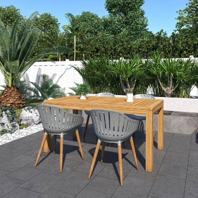 Litcham 5pc Teak Patio Dining Set with Rectangular Table - Amazonia