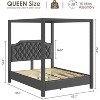 Canopy Bed Frame, Nailhead Decoration Headboard, Button Tufted, No Box Spring Required, Wood Slats Support, Noise Free - 2 of 4
