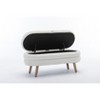 VYNXARIA-Velvet White Fabric Storage Bench with Wood Legs For Living Room Bedroom Indoor - 2 of 4