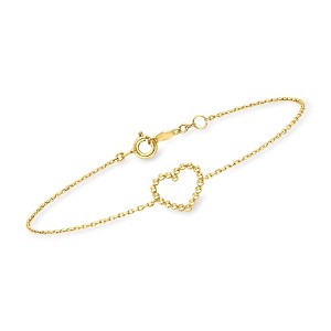 Pure Collection by Ross-Simons Italian 14kt Yellow Gold Beaded Heart Bracelet - 1 of 3