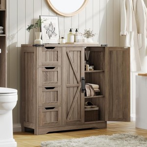 Dcolora Bathroom Cabinet, Freestanding Storage Cabinet with 4 Drawers and 1 Door - 1 of 4