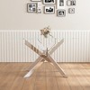 47.2-in modern minimalist tempered glass coffee table, metal leg rectangular dining table, transparent glass living room dining table - 2 of 4