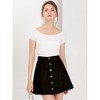 INSPIRE CHIC Women's Faux Suede Button Front A-Line High Waisted Mini Short Skirt - 4 of 4