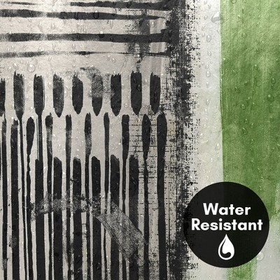 Abstract Green and Black Polyester Shower Curtain