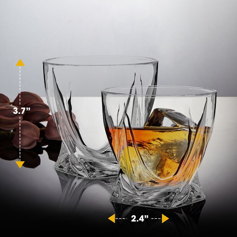 Berkware Sophisticated Lowball Whiskey Glasses with Modern Twisted Base Design - 13.4oz, 3 of 8