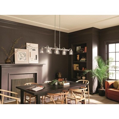 Aivian Nickel Textured 8-Light Industrial Chandelier with Clear Glass