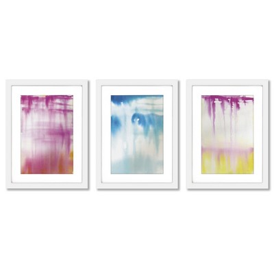 (set Of 3) Dip Tye Dye By Sue Schlabach White Matted Framed Triptych ...