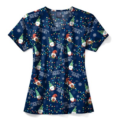 Zoe and Chloe Zoe+Chloe Performance V-Neck Print Scrub Top