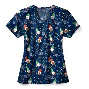Zoe and Chloe Zoe+Chloe Performance V-Neck Print Scrub Top - 1 of 1