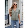 Coolmee Women's Basic Short Sleeve Cardigan Sweaters Lightweight V Neck Button Down Cropped Shrug Sweater Tops - 2 of 4