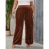 Clearlove Women's Plus Size Velvet Wide Leg Pants with Comfort Waistband Elastic Waist Casual Trouser - 4 of 4