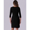 INSPIRE CHIC Women's 3/4 Sleeve Ruched V Neck Wedding Guest Casual Elegant Dress - 3 of 4
