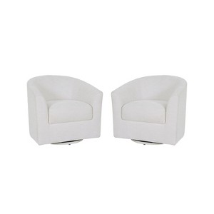 Set of 2 Liria Wooden Upholstered Barrel Chair for Livingroom with Metal Swivel Base | ARTFUL LIVING DESIGN - 1 of 4
