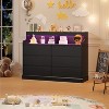 6-Drawer Dresser w/ LED Lights & Charging Station, Wide Black Storage Cabinet for Bedroom, Living Room, Hallway - 2 of 4