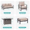 Sonkuki Patio Sofa Set with 45'' Fire Pit Table, All-Weather PE Rattan Wicker Patio Conversation Couch with Cushion - 3 of 4